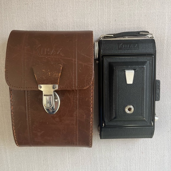 kinax Other - Kinax Vintage Bellows Camera from France with Brown Leather Case